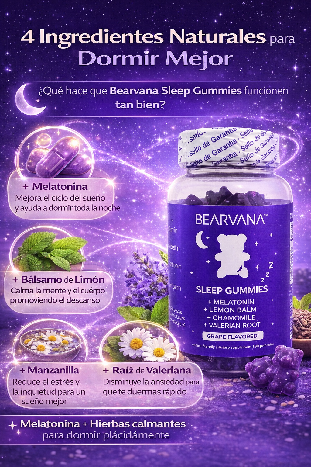 🌙 Bearvana Sleep Gummies – Gomitas Naturales para Dormir Mejor