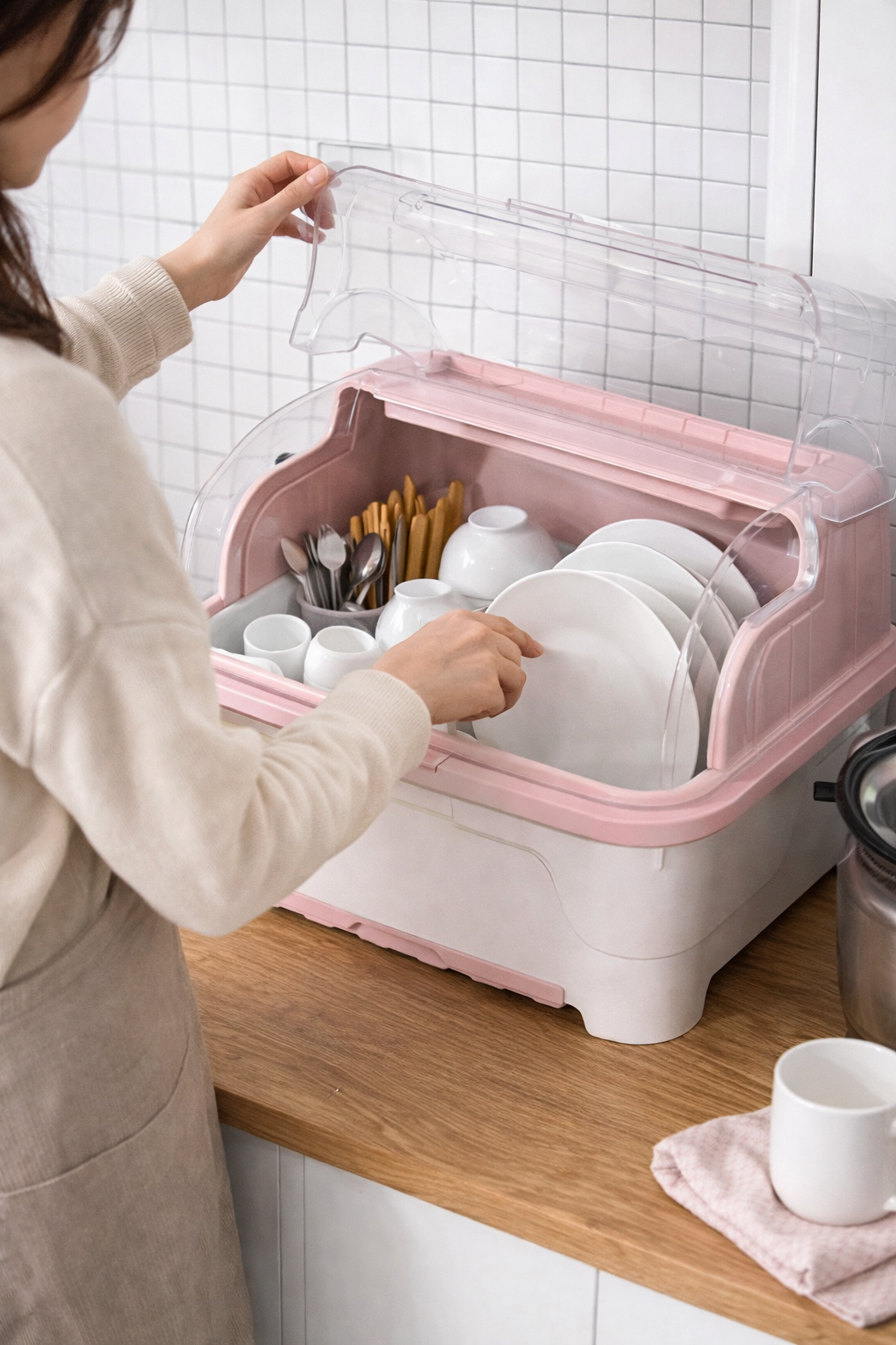 Organizador de Platos con Tapa Protectora