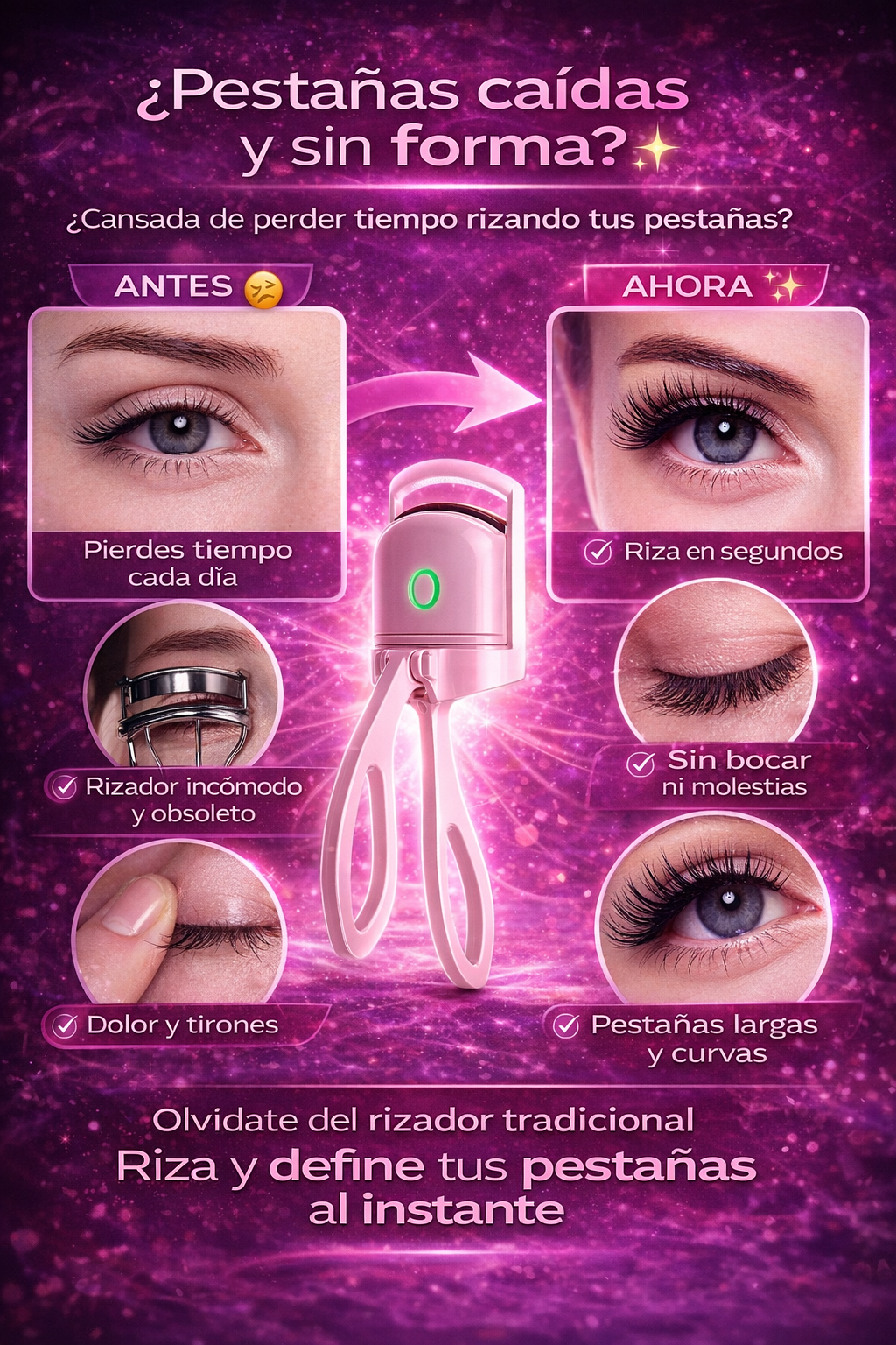 ✨ Rizador de Pestañas Eléctrico Recargable – Pestañas Perfectas en Segundos