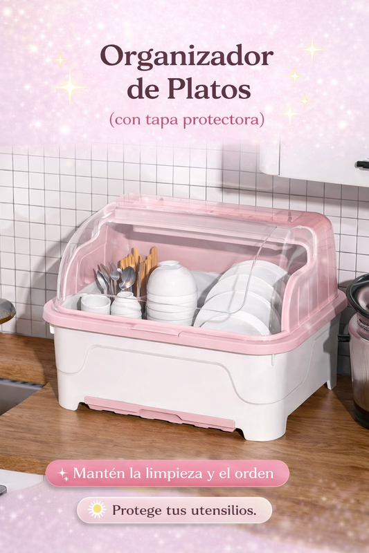 Organizador de Platos con Tapa Protectora