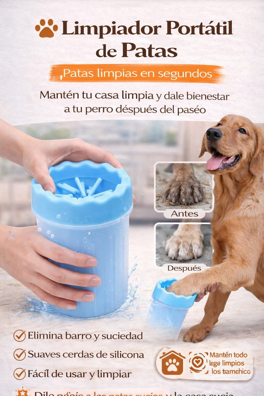 🐾 Limpiador Portátil de Patas para Mascotas